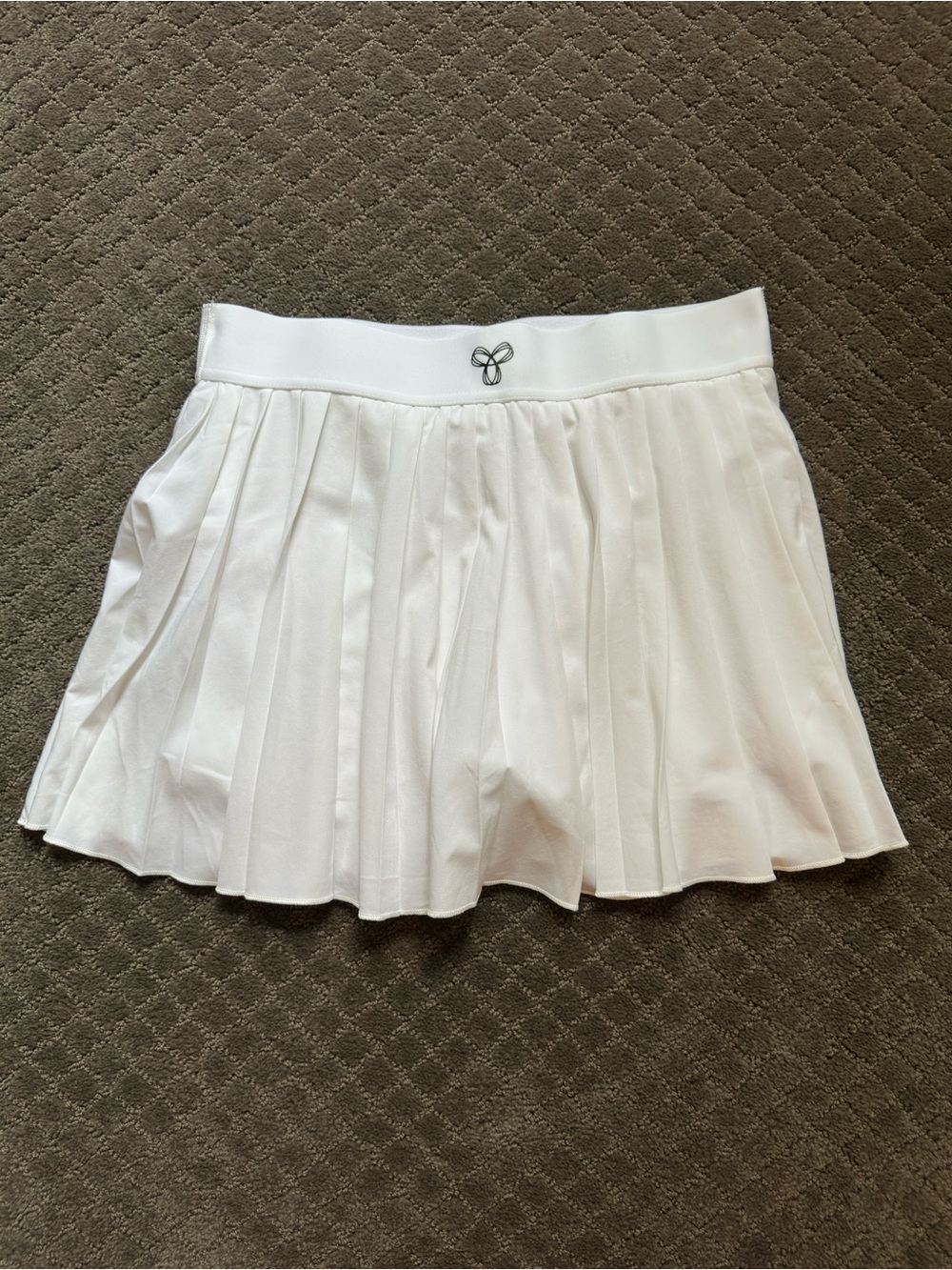Aritzia White Pleated Tennis Mini Short with Subtle Logo